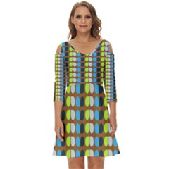 Colorful Leaf Pattern Shoulder Cut Out Zip Up Dress by GardenOfOphir