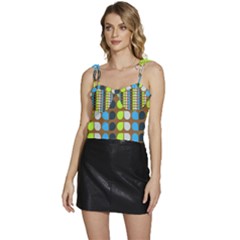 Colorful Leaf Pattern Flowy Camisole Tie Up Top by GardenOfOphir