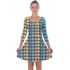 Colorful Leaf Pattern Quarter Sleeve Skater Dress by GardenOfOphir