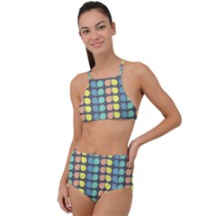 Colorful Leaf Pattern High Waist Tankini Set by GardenOfOphir