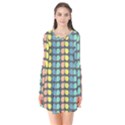 Colorful Leaf Pattern Long Sleeve V-neck Flare Dress View1