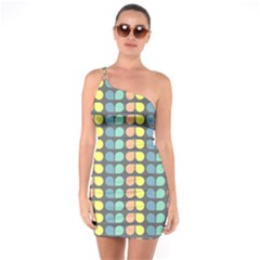 Colorful Leaf Pattern One Shoulder Ring Trim Bodycon Dress by GardenOfOphir