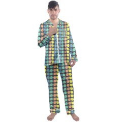 Colorful Leaf Pattern Men s Long Sleeve Satin Pajamas Set by GardenOfOphir