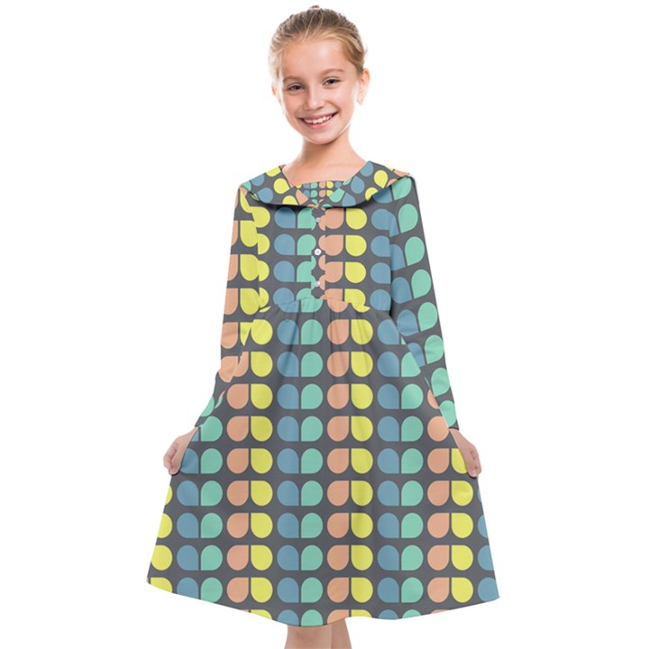 Colorful Leaf Pattern Kids  Midi Sailor Dress