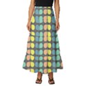 Colorful Leaf Pattern Tiered Ruffle Maxi Skirt View1