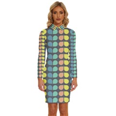 Colorful Leaf Pattern Long Sleeve Shirt Collar Bodycon Dress by GardenOfOphir