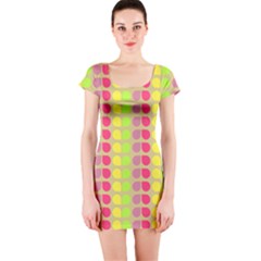 Colorful Leaf Pattern Short Sleeve Bodycon Dress by GardenOfOphir