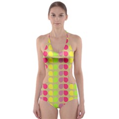 Colorful Leaf Pattern Cut-out One Piece Swimsuit by GardenOfOphir