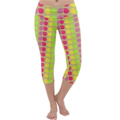 Colorful Leaf Pattern Capri Yoga Leggings by GardenOfOphir