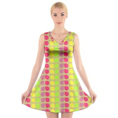 Colorful Leaf Pattern V-neck Sleeveless Dress by GardenOfOphir