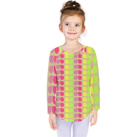 Colorful Leaf Pattern Kids  Long Sleeve Tee by GardenOfOphir