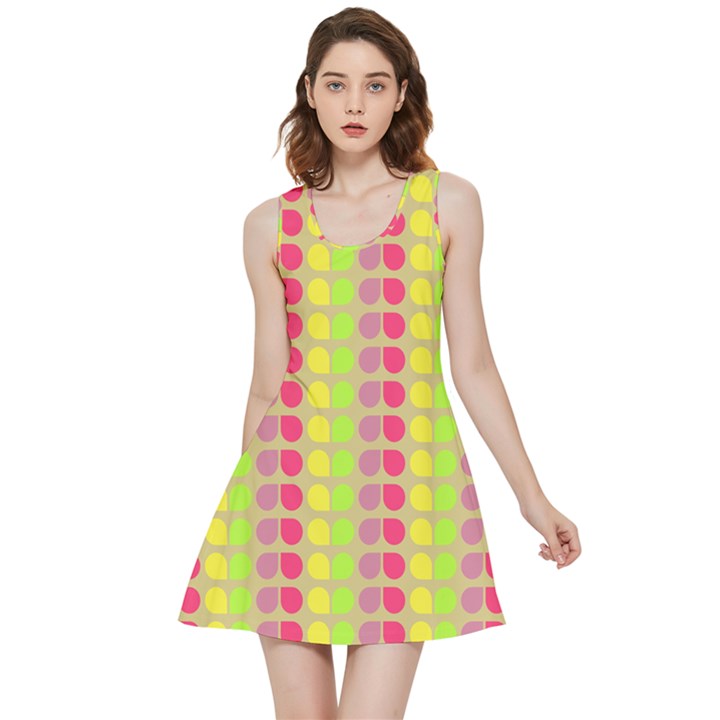 Colorful Leaf Pattern Inside Out Reversible Sleeveless Dress