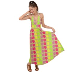 Colorful Leaf Pattern Backless Maxi Beach Dress by GardenOfOphir