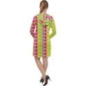 Colorful Leaf Pattern Long Sleeve Hoodie Dress View2