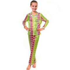 Colorful Leaf Pattern Kid s Satin Long Sleeve Pajamas Set by GardenOfOphir