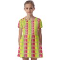 Colorful Leaf Pattern Kids  Short Sleeve Pinafore Style Dress View1