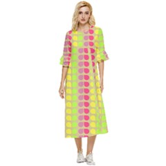 Colorful Leaf Pattern Double Cuff Midi Dress by GardenOfOphir