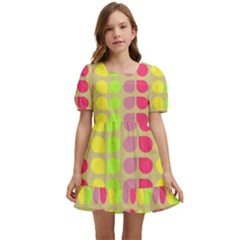 Colorful Leaf Pattern Kids  Short Sleeve Dolly Dress by GardenOfOphir