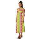 Colorful Leaf Pattern Sleeveless Cross Front Cocktail Midi Chiffon Dress View2