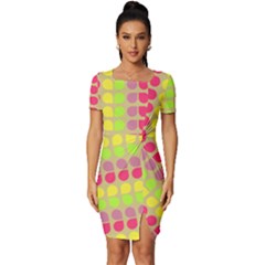 Colorful Leaf Pattern Fitted Knot Split End Bodycon Dress by GardenOfOphir