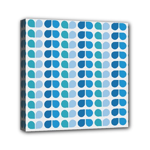 Blue Green Leaf Pattern Mini Canvas 6  X 6  (stretched) by GardenOfOphir