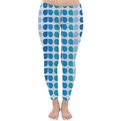 Blue Green Leaf Pattern Classic Winter Leggings by GardenOfOphir