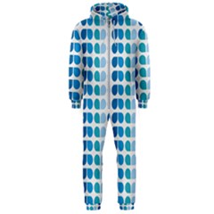 Blue Green Leaf Pattern Hooded Jumpsuit (men) by GardenOfOphir