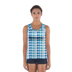 Blue Green Leaf Pattern Sport Tank Top  by GardenOfOphir