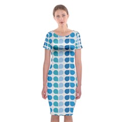 Blue Green Leaf Pattern Classic Short Sleeve Midi Dress by GardenOfOphir