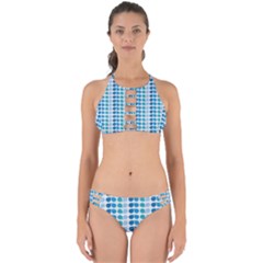 Blue Green Leaf Pattern Perfectly Cut Out Bikini Set by GardenOfOphir