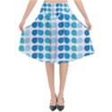 Blue Green Leaf Pattern Flared Midi Skirt View1