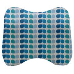 Blue Green Leaf Pattern Velour Head Support Cushion by GardenOfOphir