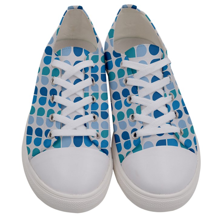 Blue Green Leaf Pattern Women s Low Top Canvas Sneakers