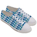 Blue Green Leaf Pattern Women s Low Top Canvas Sneakers View3