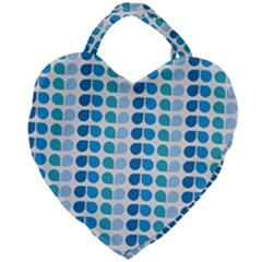 Blue Green Leaf Pattern Giant Heart Shaped Tote by GardenOfOphir