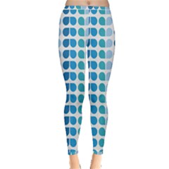 Blue Green Leaf Pattern Inside Out Leggings by GardenOfOphir