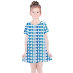 Blue Green Leaf Pattern Kids  Simple Cotton Dress by GardenOfOphir