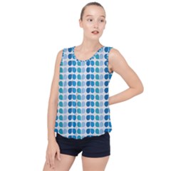 Blue Green Leaf Pattern Bubble Hem Chiffon Tank Top by GardenOfOphir