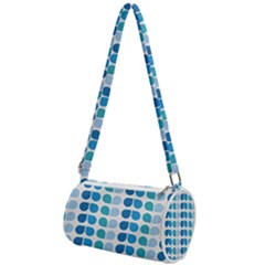 Blue Green Leaf Pattern Mini Cylinder Bag by GardenOfOphir