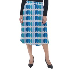 Blue Green Leaf Pattern Classic Velour Midi Skirt  by GardenOfOphir