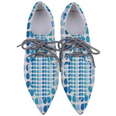 Blue Green Leaf Pattern Pointed Oxford Shoes by GardenOfOphir