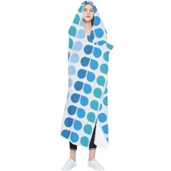 Blue Green Leaf Pattern Wearable Blanket by GardenOfOphir