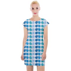 Blue Green Leaf Pattern Cap Sleeve Bodycon Dress by GardenOfOphir