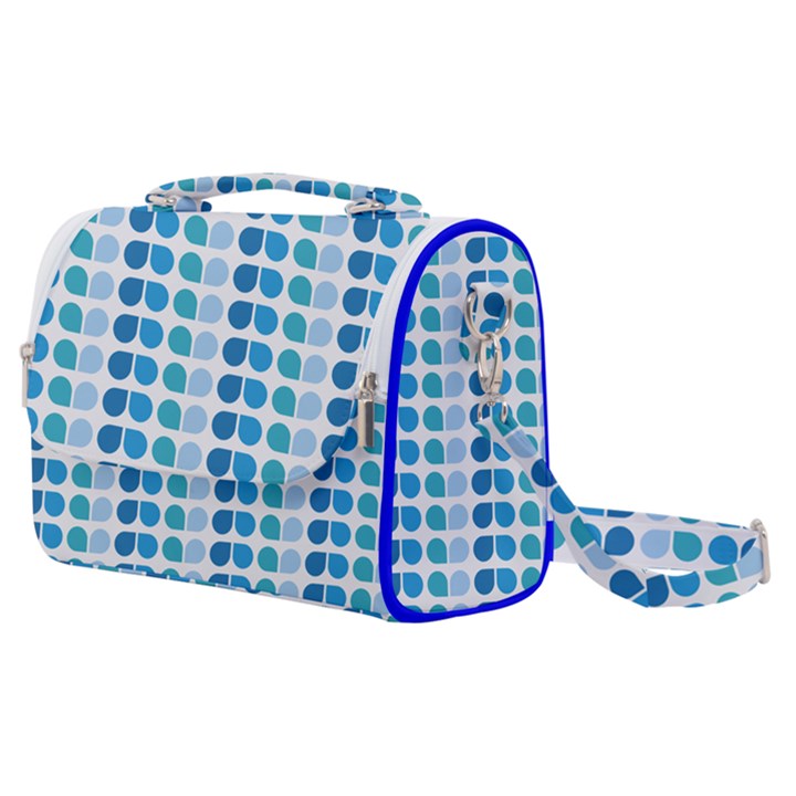 Blue Green Leaf Pattern Satchel Shoulder Bag