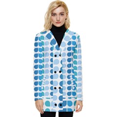 Blue Green Leaf Pattern Button Up Hooded Coat  by GardenOfOphir