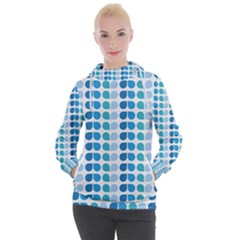 Blue Green Leaf Pattern Women s Hooded Pullover by GardenOfOphir