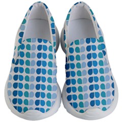 Blue Green Leaf Pattern Kids Lightweight Slip Ons by GardenOfOphir