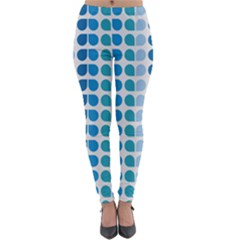 Blue Green Leaf Pattern Lightweight Velour Leggings by GardenOfOphir