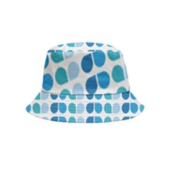 Blue Green Leaf Pattern Inside Out Bucket Hat (kids) by GardenOfOphir