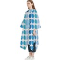 Blue Green Leaf Pattern Women s Hooded Rain Ponchos View2